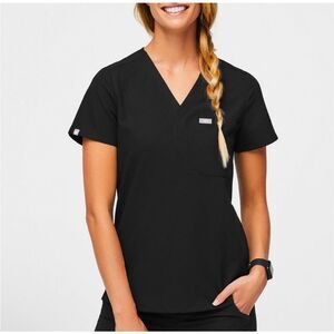 FIGS Catarina Black Scrub Top, One Pocket, Women’s Size XXL
